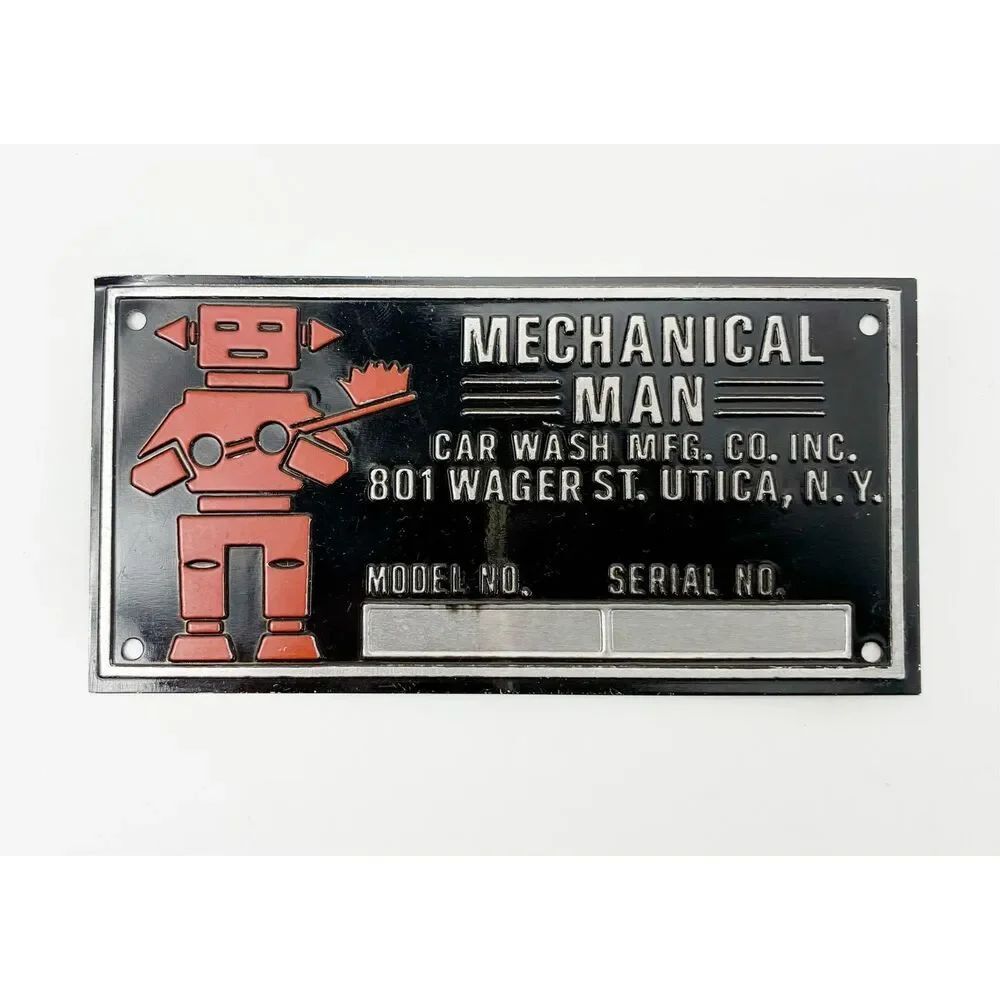 Vintage Mechanical Man Car Wash Mfg. Co. Inc. Item ID Tag, Metal, Unused